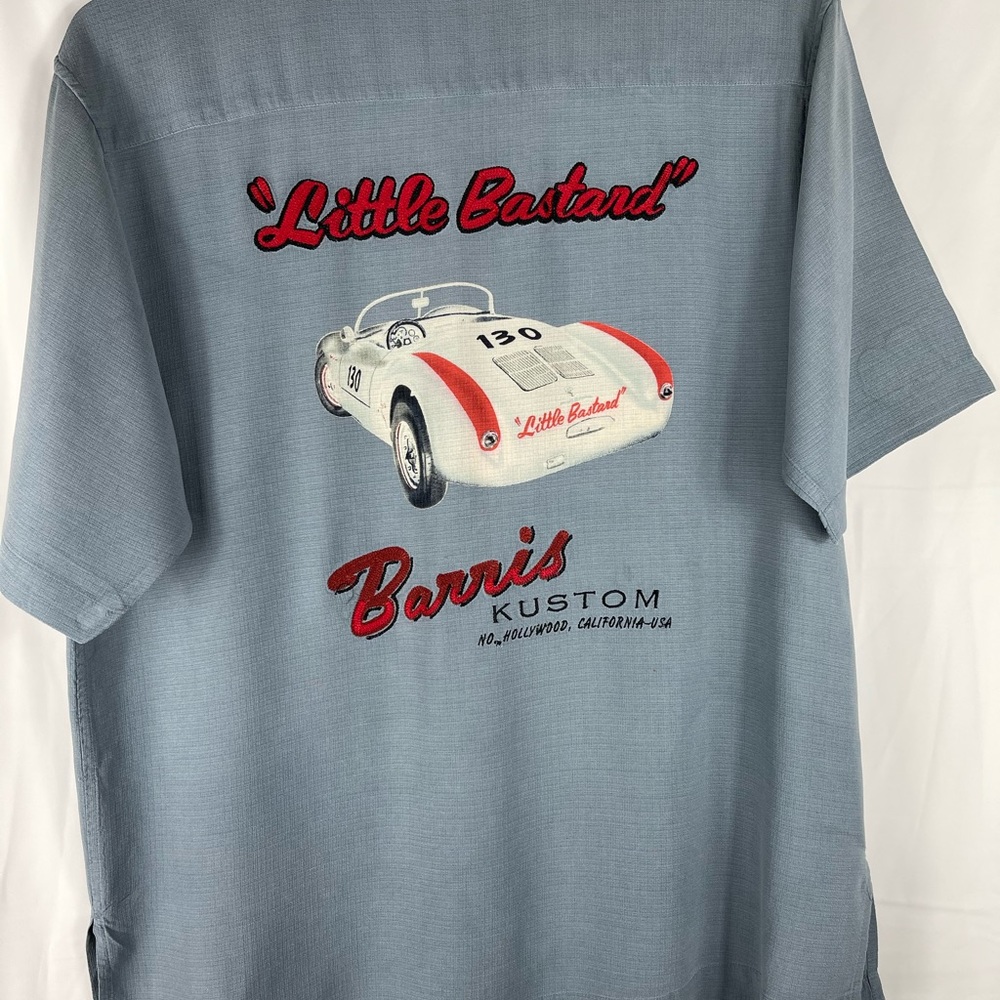 “Little Bastard” Men’s Short Sleeve Silk Shirt Sz XL